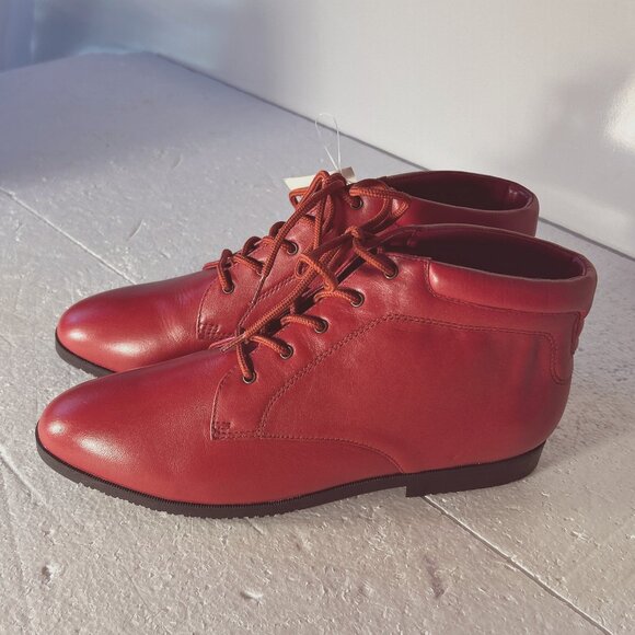 Red Leather Women's Boots - Picture 3 of 9